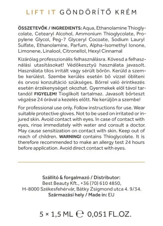 Szempilla lifting göndörítő krém